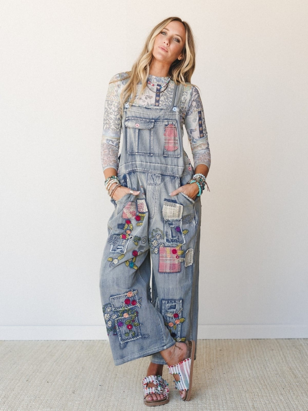 Perfectly Patched Denim Overalls